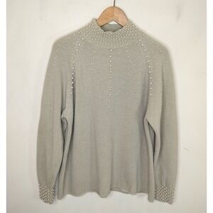 Vintage Brownstone Studio Sweater Wool Sweater Pearl Embellished